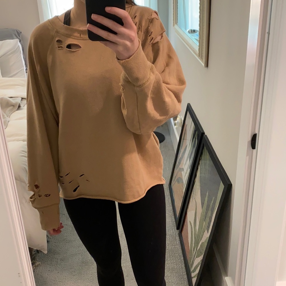 Beige distressed sweatshirt